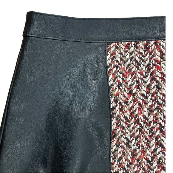 BCBGMAXAZRIA Faux Leather Tweed Mini Skirt Sz S - Picture 5 of 12
